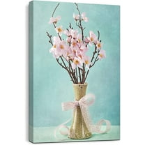 Bathroom Decor Wall Art Bathroom Pictures Botanical Wall Art, Pink Flower Wall Decor for Bedroom Living Room Wall Decor Painting Picture Artwork Wood Wall Art Easy to Hang Size 12x16inches