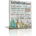 thumbnail image 1 of Bathroom Decor Wall Art, Bathroom Rules Wall Decor, Rustic Bathroom Canvas Prints Signs Modern Farmhouse Wall Decor Wood Background Bathroom Pictures Artwork Framed Bath Laundry Room Home Decorations, 1 of 6