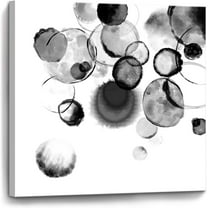 Bathroom Decor Wall Art Black and White Bubbles Prints Pictures Framed Canvas Artwork Wall Art for Bedroom Kitchen Office Modern Ink and Wash Painting Decorations Size 14x14 inches Ready to Hang