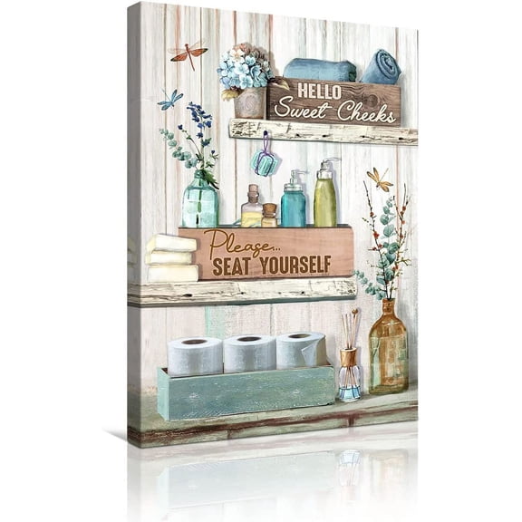 Bathroom Decor Wall Art Dragonfly Wall Art Green Bathroom Sign Rustic Farmhouse Bathroom Canvas Prints Signs Wood Background Bathroom Pictures Artwork Framed Bath Laundry Home Decorations12 x16