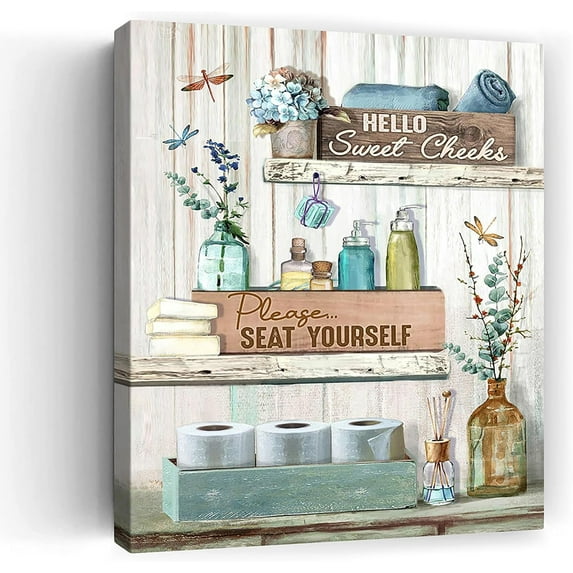 Bathroom Decor Wall Art Dragonfly Wall Art Green Bathroom Sign Rustic Farmhouse Bathroom Canvas Prints Signs Wood Background Bathroom Pictures Artwork Framed Bath Laundry Home Decorations12 x16