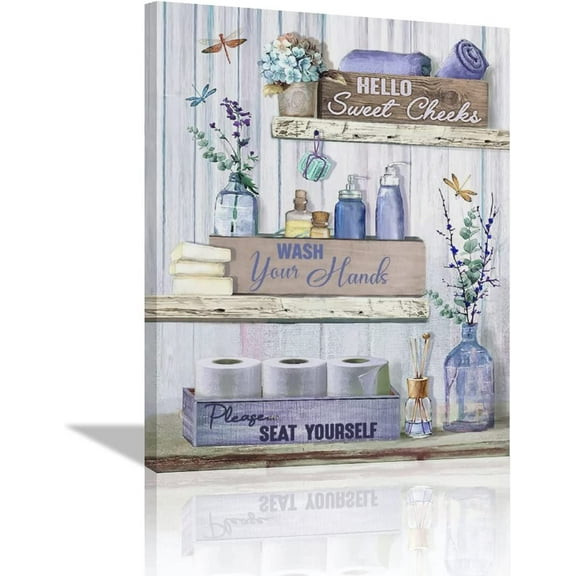 Bathroom Decor Wall Art Farmhouse Bathroom Rules Please Seat Yourself Canvas Print Painting Purple Bathroom Pictures Modern Dragonfly Bathroom Sign Ofiice Home Artwork Decor for Restroom Toilet 12x16