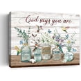 thumbnail image 1 of Bathroom Decor Wall Art Farmhouse Botanical Flowers Country Pictures Wall Decor God Says You Are Rustic Floral Canvas Prints Painting Modern Home Framed Artwork Decorations for Bedroom 8"X10", 1 of 6