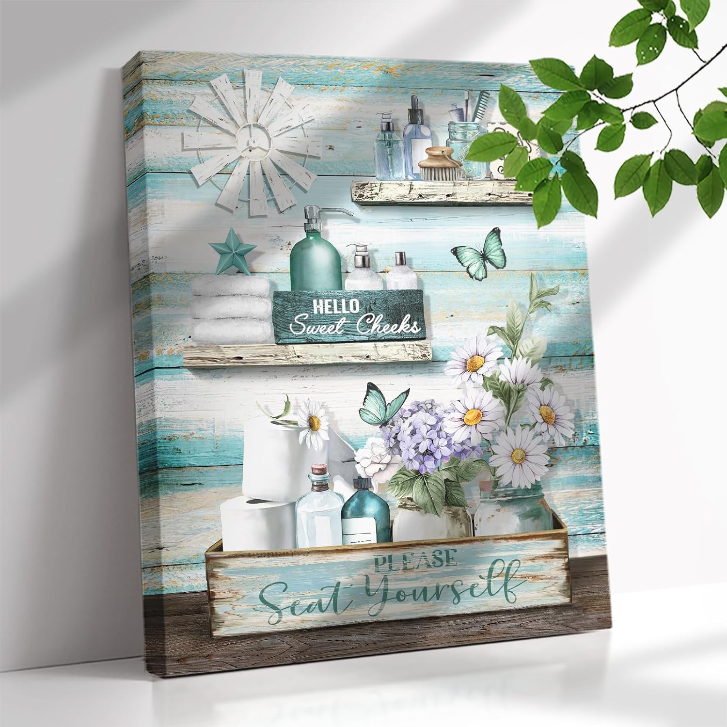 Bathroom Decor Wall Art Farmhouse Daisy Flower Pictures Floral Bathroom ...