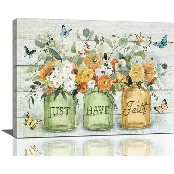 Bathroom Decor Wall Art Farmhouse Flowers Canvas Prints Rustic Floral Bathroom Pictures for Wall Dining Room Painting Modern Artwork Home Decoration for Bedroom Living Room Kitchen 12"x16"