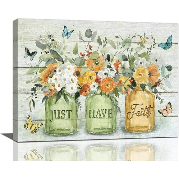 Bathroom Decor Wall Art Farmhouse Flowers Canvas Prints Rustic Floral Bathroom Pictures for Wall Dining Room Painting Modern Artwork Home Decoration for Bedroom Living Room Kitchen 12"x16"