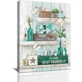 thumbnail image 1 of Bathroom Decor Wall Art Rustic Bathroom Wall Art Green Teal Bathroom Pictures Bathroom Signs Wood Background Painting Home Decorations For Bathroom Framed Ready To Hang 12x16inch, 1 of 6