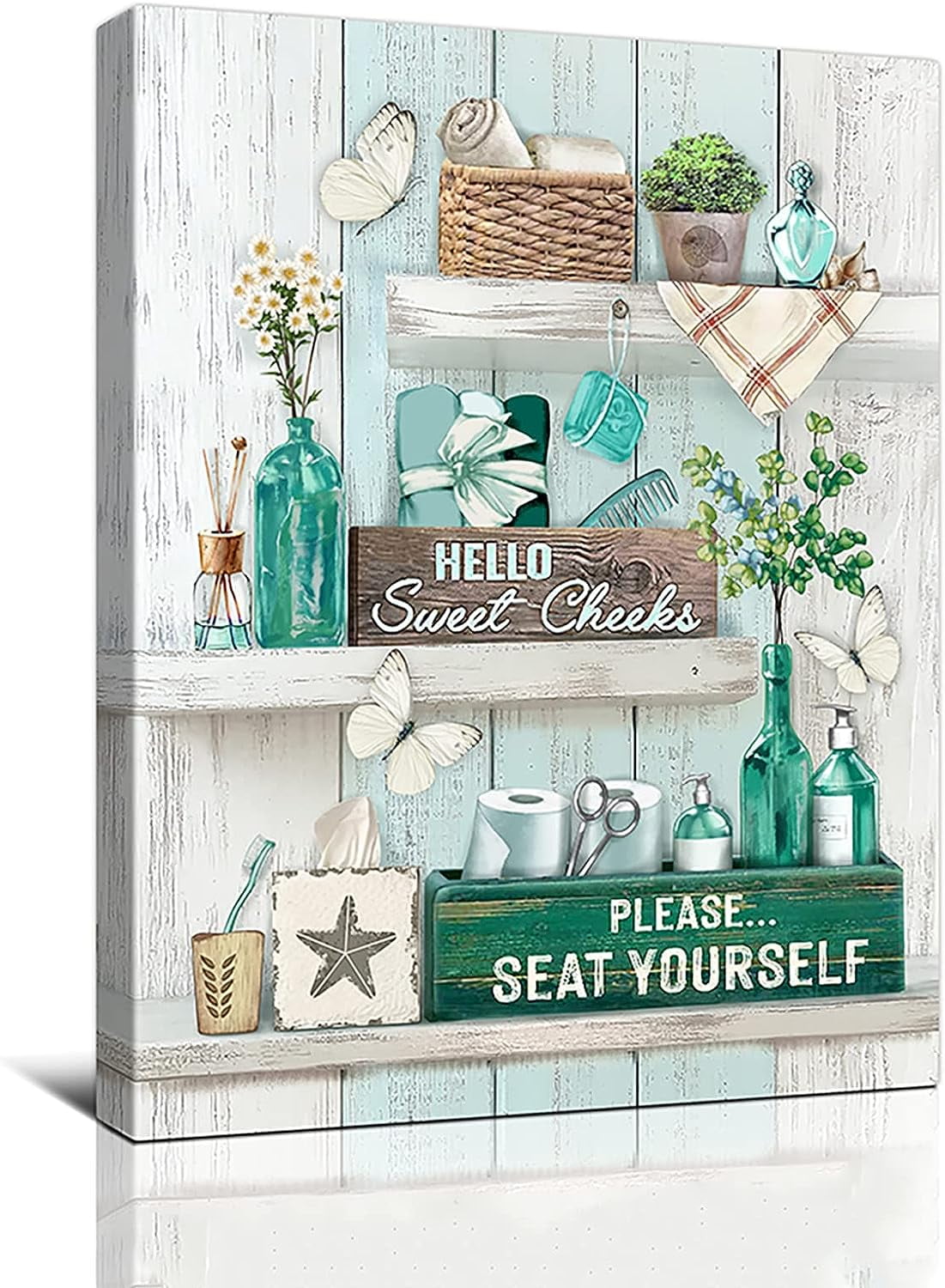 Bathroom Decor Wall Art Rustic Bathroom Wall Art Green Teal Bathroom ...