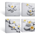 thumbnail image 1 of Bathroom Decor Wall Art Yellow Gray Pictures Flowers and Pebble Stone Zen Modern Canvas Paintings for Bedroom Living Room 4 Panel 12x12 in, 1 of 6