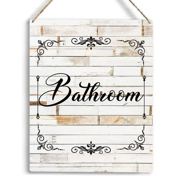 Bathroom Decor Wooden Hanging Sign Farmhouse Bathroom Decor Rustic Bathroom Sign Toilet Restroom Laundry Room Sign Decor Gifts for Birthday Halloween Bathroom Decor 8x10 Inch