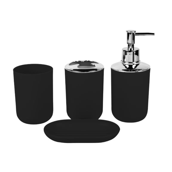 Bathroom Decors Set 4Pcs Includes Soap Dish Toothbrush Holder Elegant White Finish