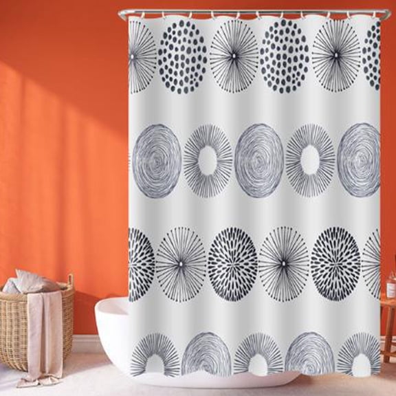 Bathroom Decus , Waterproof EVA Shower Curtain 180x90cm White for Bathroom Partition Dorm Hotel No-Punch Hook Digital Print