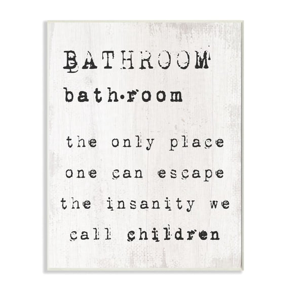 Bathroom Definition Escape Funny Family Word Design Oversized Wall Plaque Art by Daphne Polselli