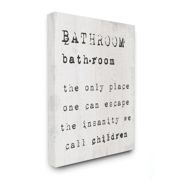 Bathroom Definition Escape Funny Family Word Design Super Oversized Stretched Canvas Wall Art by Daphne Polselli