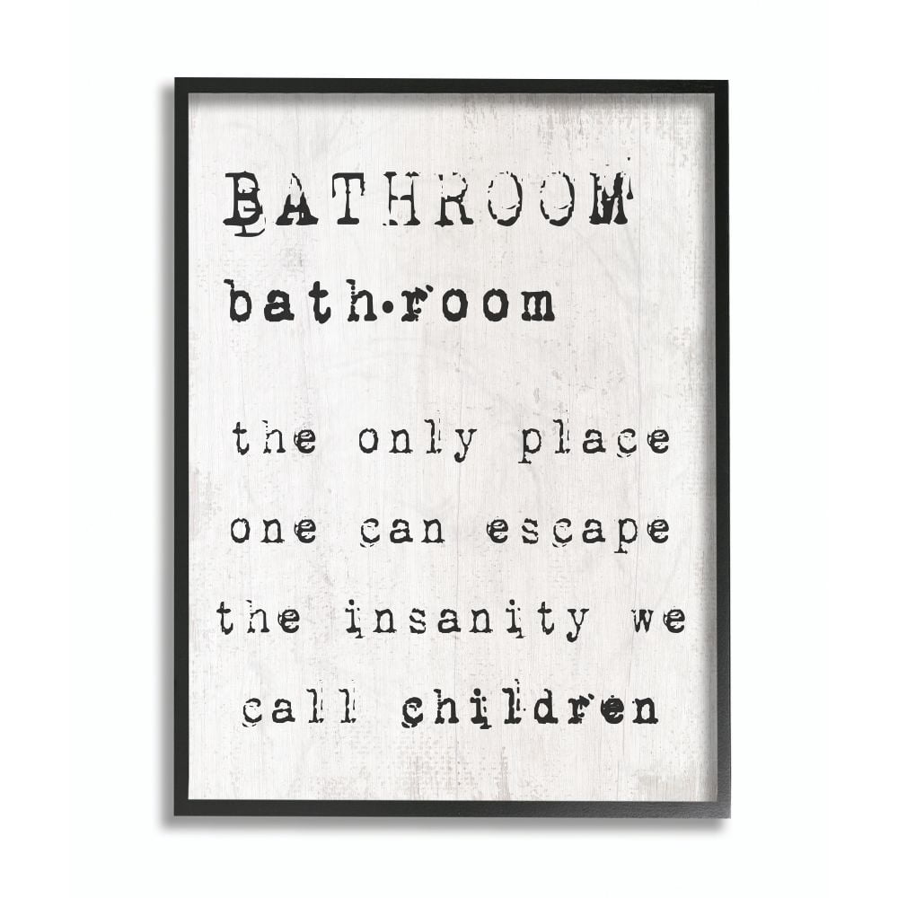 Bathroom Definition Escape Funny Family Word Design XXL Framed Giclee Texturized Art by Daphne Polselli
