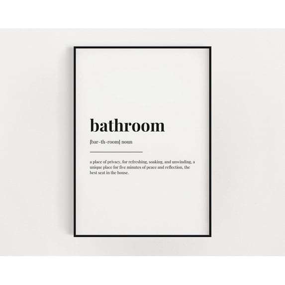 Bathroom Definition Meaning, Wall Art, Bathroom Décor, Print, Home Decor #3445, Stretched Canvas Size 16x24