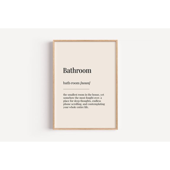 Bathroom Definition Print Dictionary Poster Home Wall Art Gift For Him Her