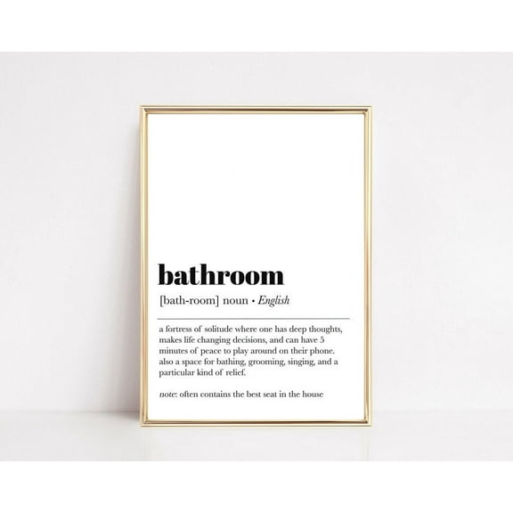 Bathroom Definition Typography Wall Art for Guest Bathroom, Unframed Paper Print Size 8x12