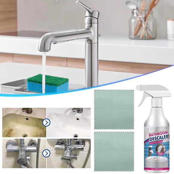 Bathroom Descaler And Limescale Remover Spray, Foaming Action for Glass, Tile, Faucet, And Tub
