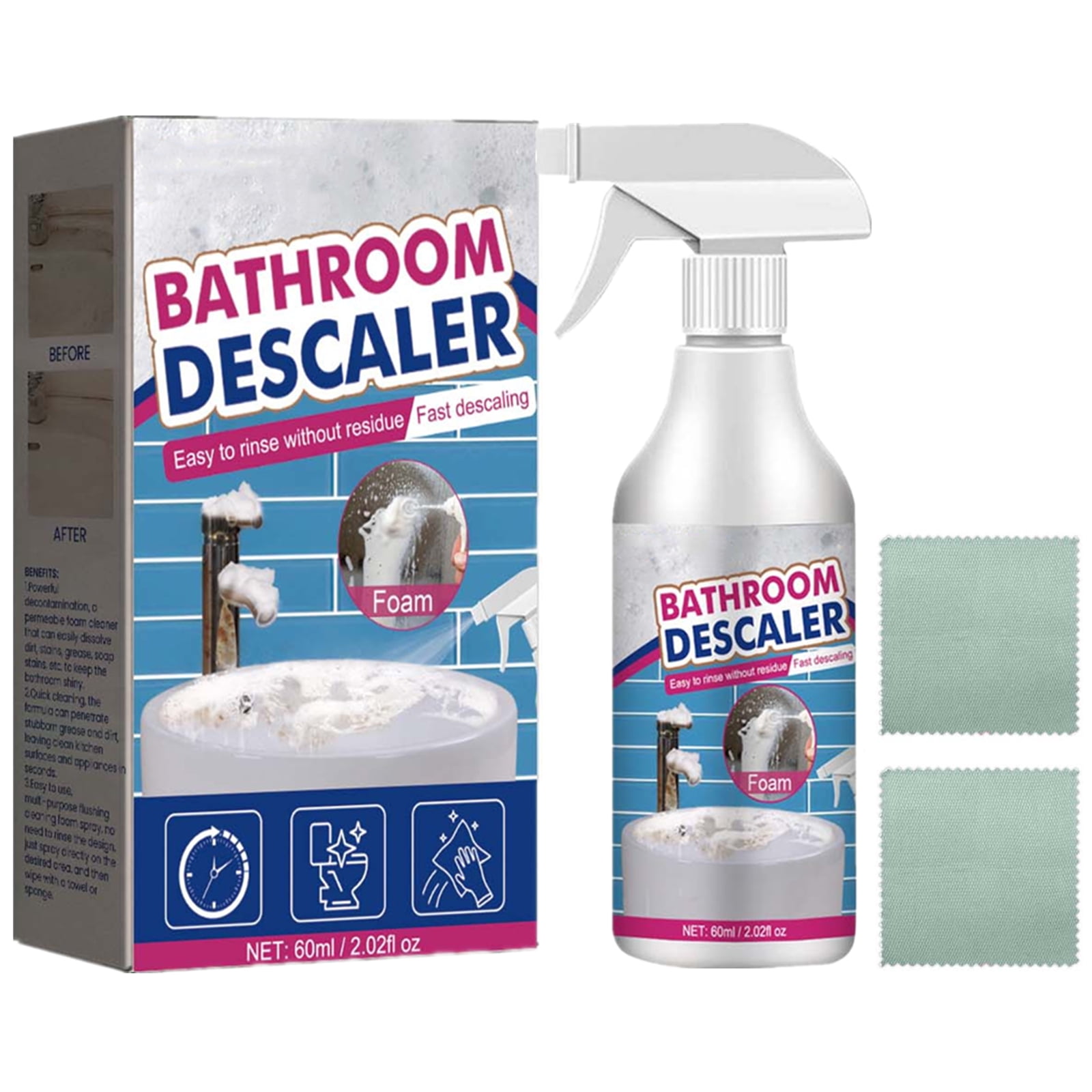 Bathroom Descaler Cleaner,60ml Bathroom Descaler Spray,Stubborn Stains ...