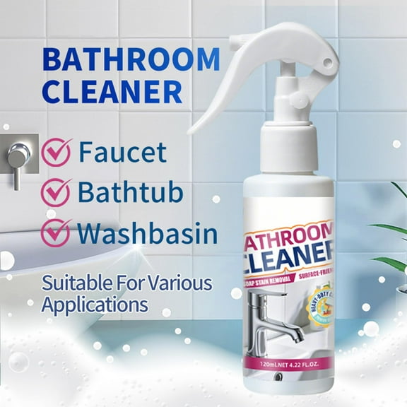 Bathroom Descaler Foam Cleaner, 2025 Upgraded Powerful Bathroom Descaler Foam Cleaner Spray, All Purpose Rinse Cleaning Foams for Shower Room, Glass, Sink, Toilet, Bathtub 120ml