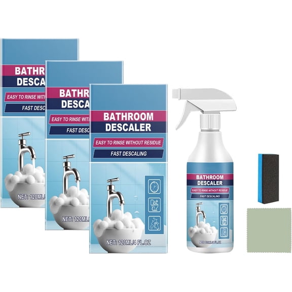 Bathroom Descaler Foam Cleaner Spray, 2026 Upgrade Bathroom Foam Cleaner Spray, Powerful Descaling Cleaning Agent, Multipurpose Stubborn Stains Cleaner for Walls, Toilet, Glass Sink (3pc)
