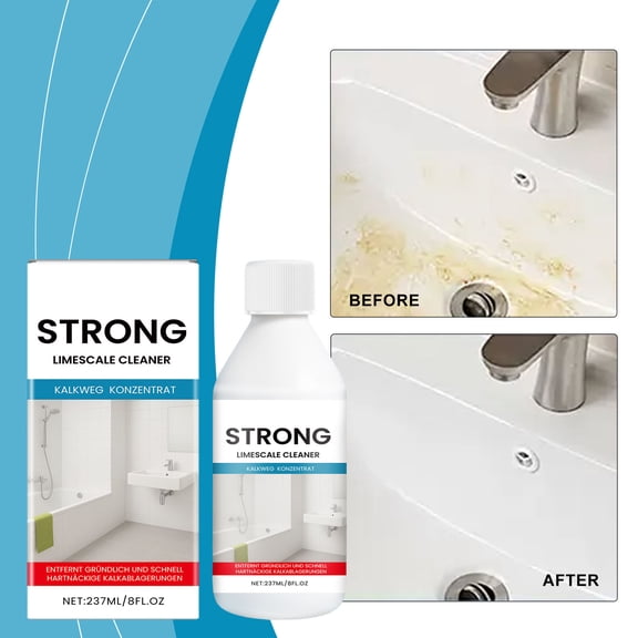 Bathroom Descaling Agent 237ml, Hard Water Stain and Limescale Remover for Shower Heads Tiles Metal and Ceramic Surfaces, Deep Cleaning Formula Protects Shine and Surface Finish