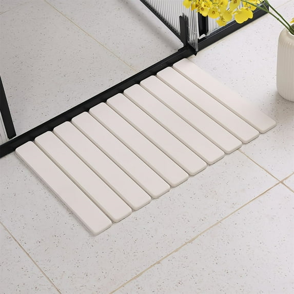 Bathroom Diatomaceous Earth Carpet, Bath Mat Absorbent Stone Bath Mat Non Slip Quick Dry Diatomaceous Bath Mat Non Slip Foldable for Bathtub, Bathroom, Toilet, 30 x 40 cm, White