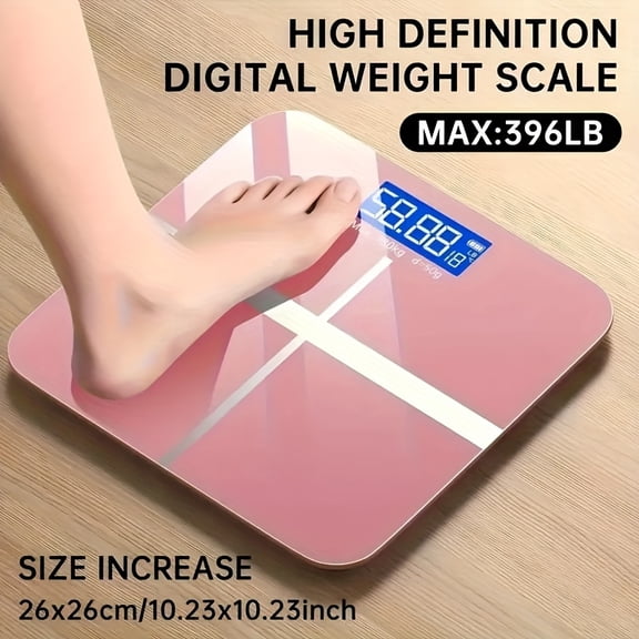 Bathroom Digital Weight Scale - 390 lbs Capacity, Ultra-Wide 10.2x10.2 Inch Platform, Backlit LCD Display, High Accuracy & Safe Durable Plastic Design for Home Bathroom Use, Easyread Display