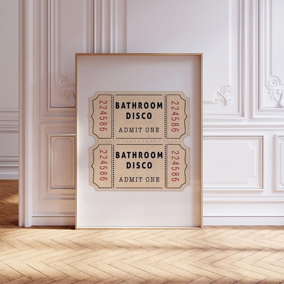 Bathroom Disco Ticket Print Bathroom Retro Cream Aesthetic Wall Art Shower Singing Wall Art Vintage Trendy Home Decor Physical Print