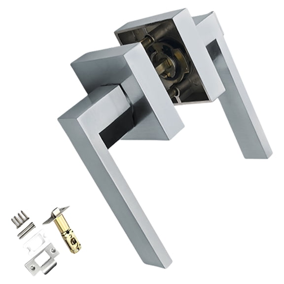 Bathroom Door Handles Square Privacy Levers Door Handle Keyless Push Button Lock Door Levers Replacement Hardware