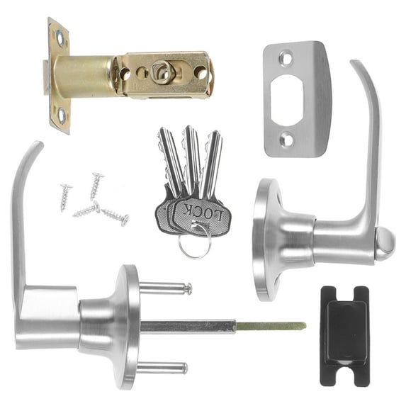 Bathroom Door Lock Exterior Knob Aluminum Alloy Indoor Knobs Locks for Front Doors with Bedroom Color Steel