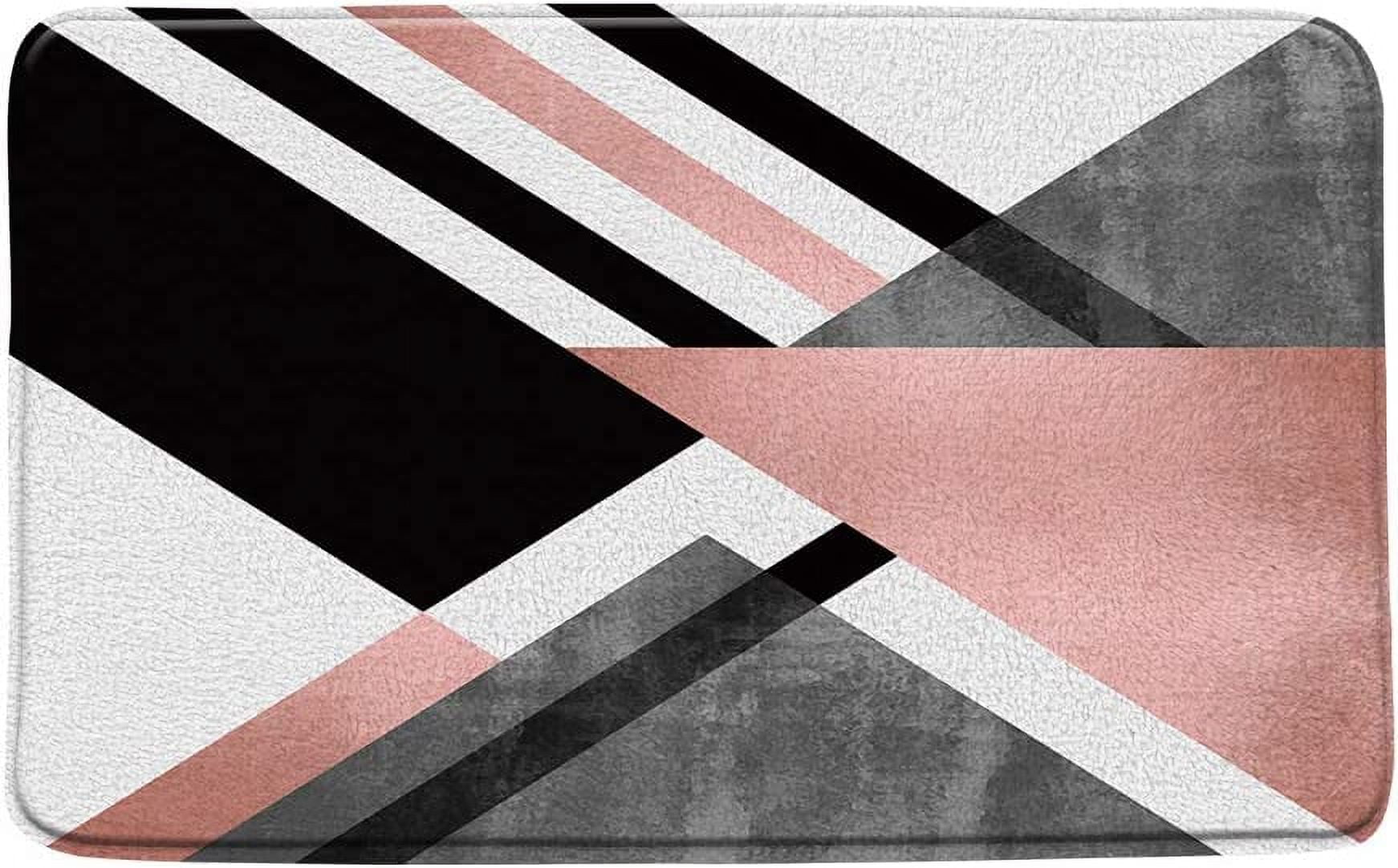 Bathroom Doormat Abstract Triangle Stripe Fashion Pink White Gray ...