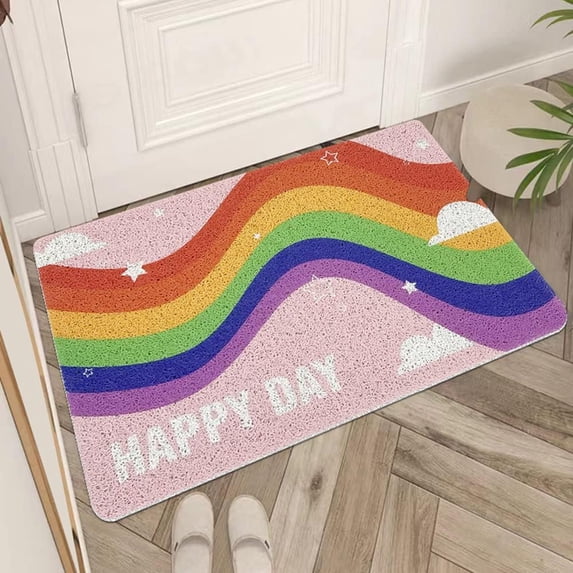 Bathroom Doormat Door Mat Rainbow Durable Welcome Home Mat Non-Slip Floor Front Doormat Resist Dirt Rug for Indoor Easy to Clean Rainbow 18 * 30in
