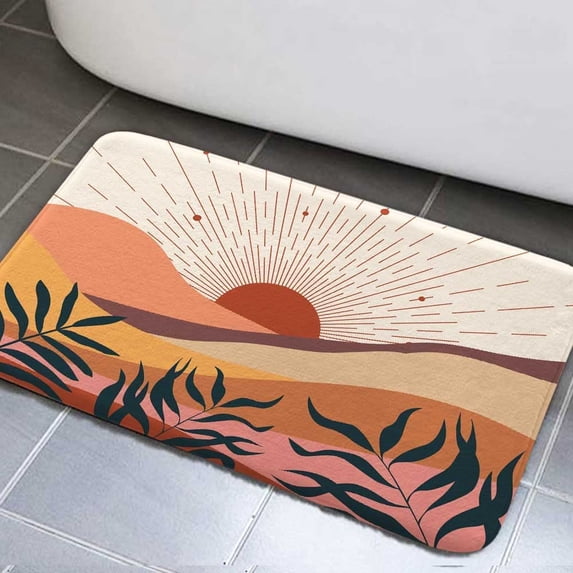 Bathroom Doormat Modern Boho Cute Abstract Contemporary Art Terracotta Bathroom Floor mat, Water-Absorbing Non-Slip Durable Indoor Entrance Door Mat Bath Rug Decorative Kitchen Mats 18 * 30in