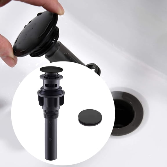Bathroom Drain with Overflow, Bathroom Stopper, Bathroom Sink Faucet Drain Assembly, Polished Plastic, Fast Drain with Hair Catcher, Anti-Clogging