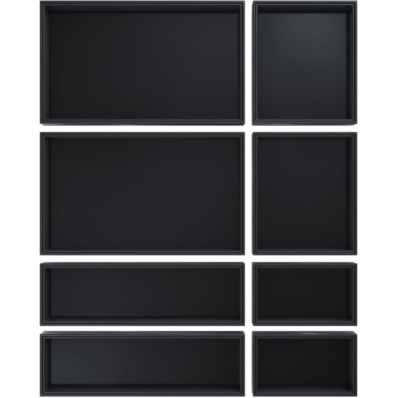 Bathroom Drawer Organizer Trays, Drawer Organizer Kitchen Utensils Silverware Organizer, 8 count Box Stackable Bins for , Office Desk, Junk Drawer (Black)