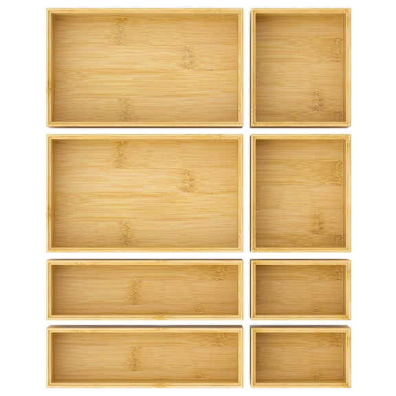 Bathroom Drawer Organizer Trays Ware Kitchen Utensils 8 Wood Box Stackable Bfor Makeup Office Desk Vanity Junk