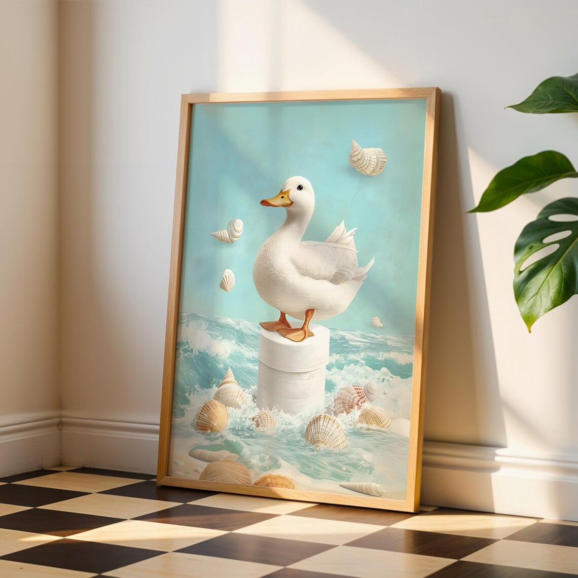 Bathroom Duck Print - Funny Bathroom Wall Art - Toilet Poster With Cute ...