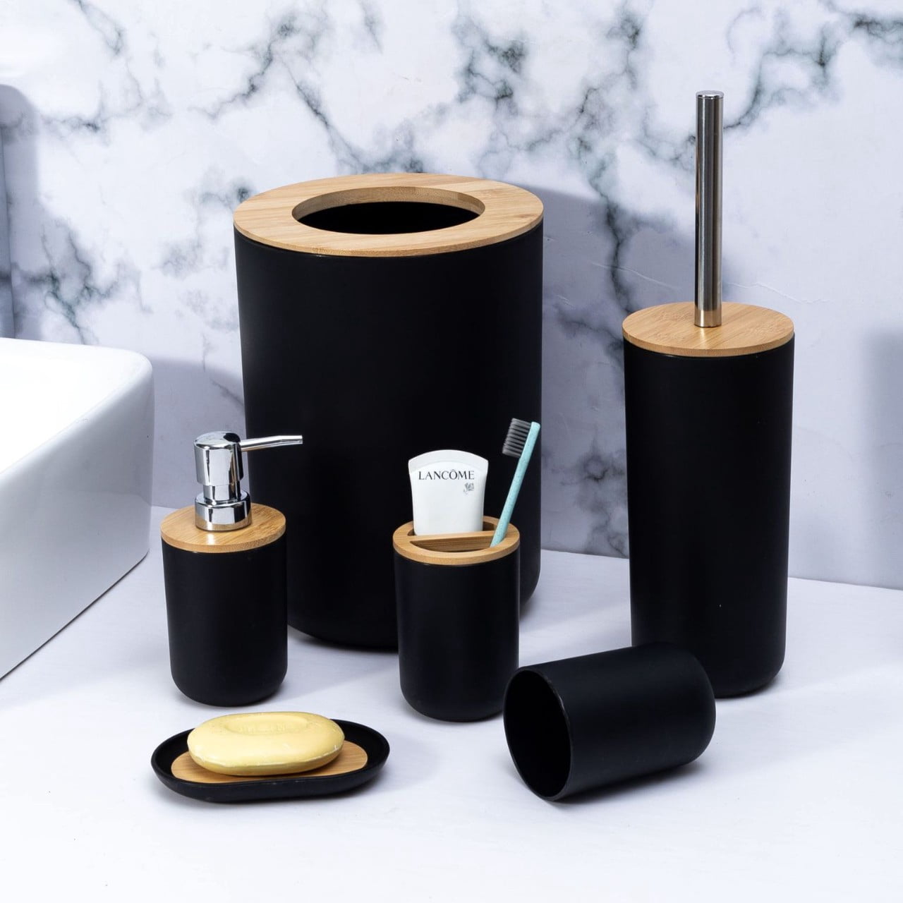 Bathroom Electroplating and Washing Set, Household Garbage Bin Without ...