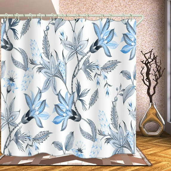 Bathroom is Equipped with 3D Minimalist Floral Decorative Shower Curtain, Fabric Shower Curtains with 12 Shower Curtain Hooks, Bathtub Curtains, 72x72 Inch Waterproof Shower Curtain