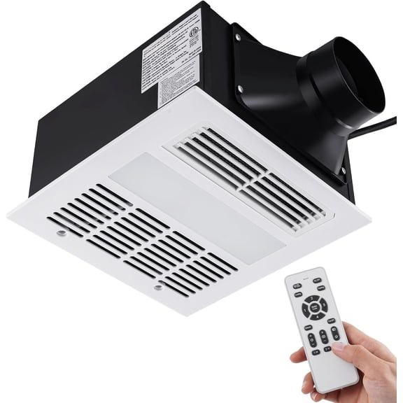 Bathroom Exhaust Fan 110 CFM - 1.5 Sones Low Noise, Remote Control with Heating/Cooling, LED Light (3000-5000K), Adjustable Speed & Brightness, Timer