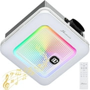 Bathroom Exhaust Fan with Bluetooth Speaker, 230 CFM 1.0 Sone Bathroom Exhaust Fan with Light, 3 Dynamic Light, 7 LED Color, 3 Color Temperatures, Nightlight, Music Sync, Remote