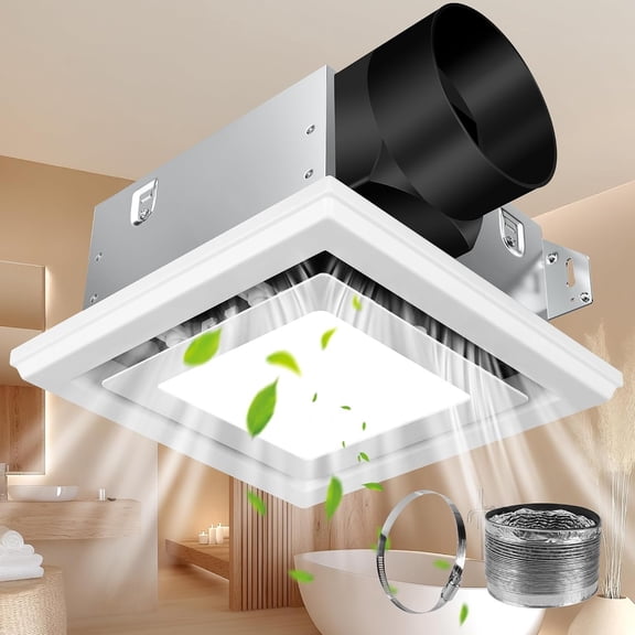 Bathroom Exhaust Fan with Light, 110 CFM Bath Ventilation Fans with 1200lm LED Light 3CCT Selectable, Quiet 1.0 Sone Ceiling Mount Vent Fan Light Combo for /Bath/Offic/Warehouse
