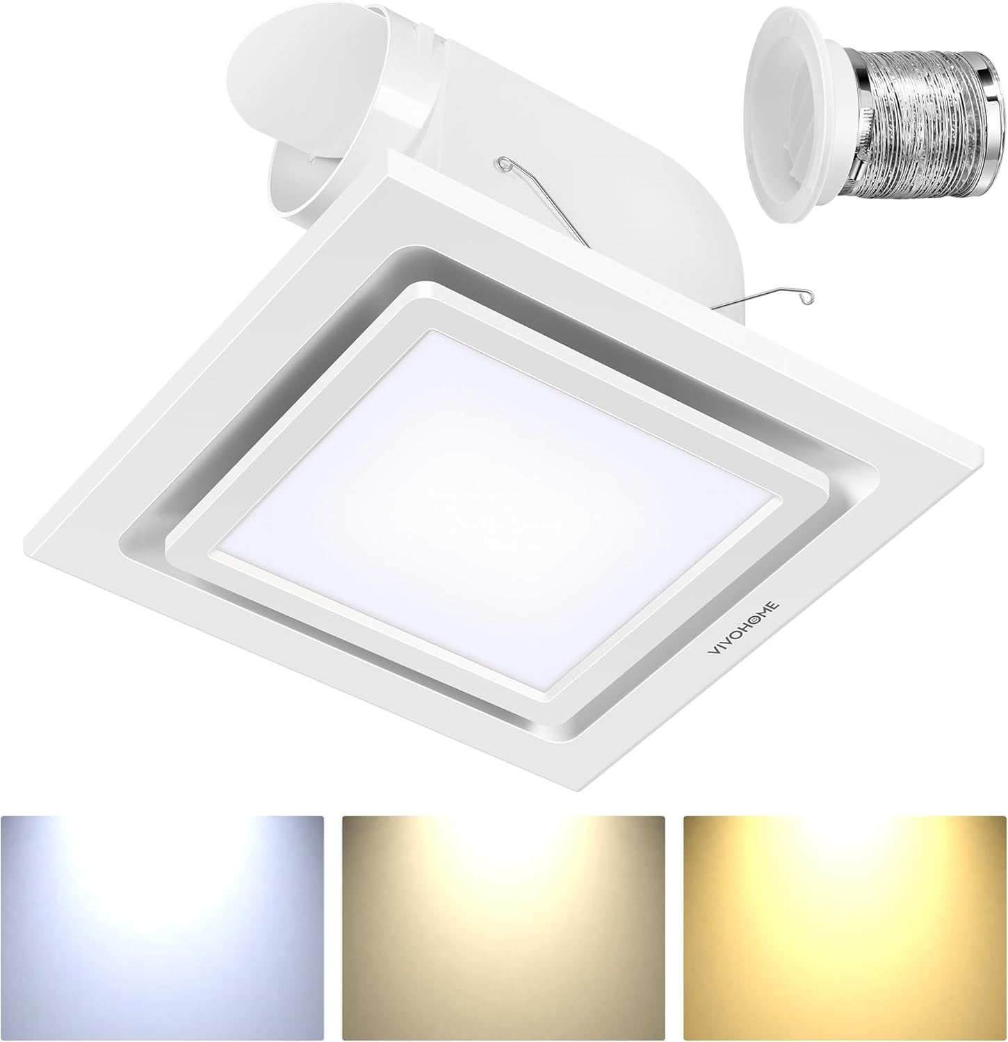 165 CFM Bathroom Exhaust Fan With 6500K LED Light - 4" Duct, Quiet 2.5 Sones 2 thumbnail image