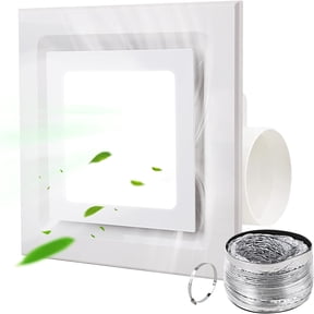 Bathroom Exhaust Fan with Light, Ceiling Mount, 110 CFM 1.0 Sones 4 Inch Duct, Quiet Square Bath Fan Light Combo, Shower Exhaust Fan with Light
