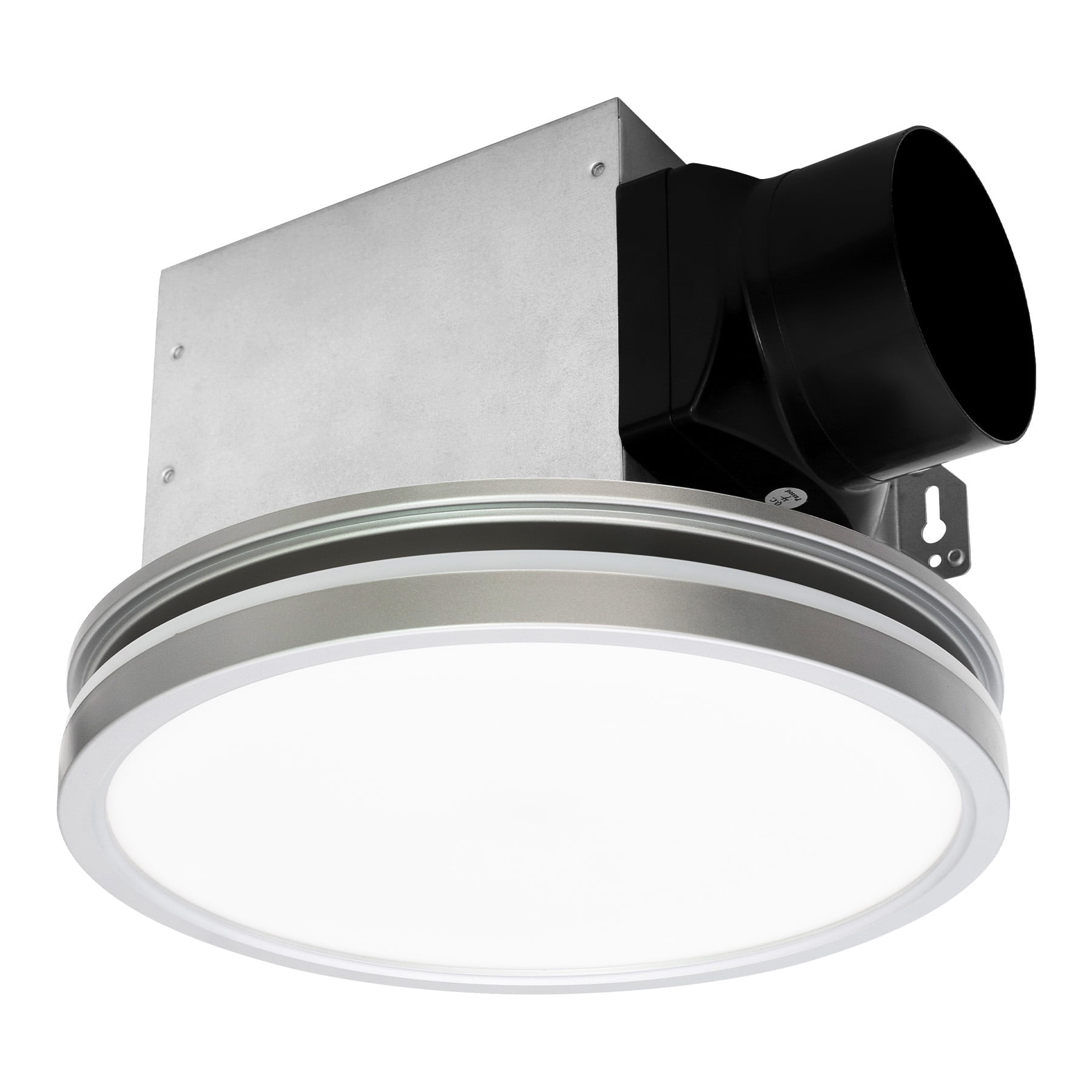 Silver Round Bathroom Exhaust Fan with LED Light and Nightlight