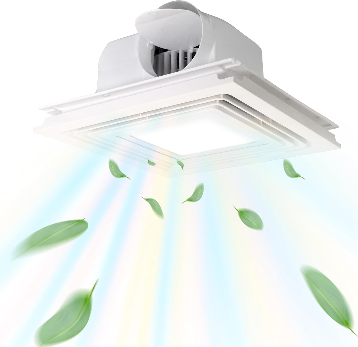 Bathroom Extractor Fan with Light, 114CFM Wall Ceiling Mounted Quiet