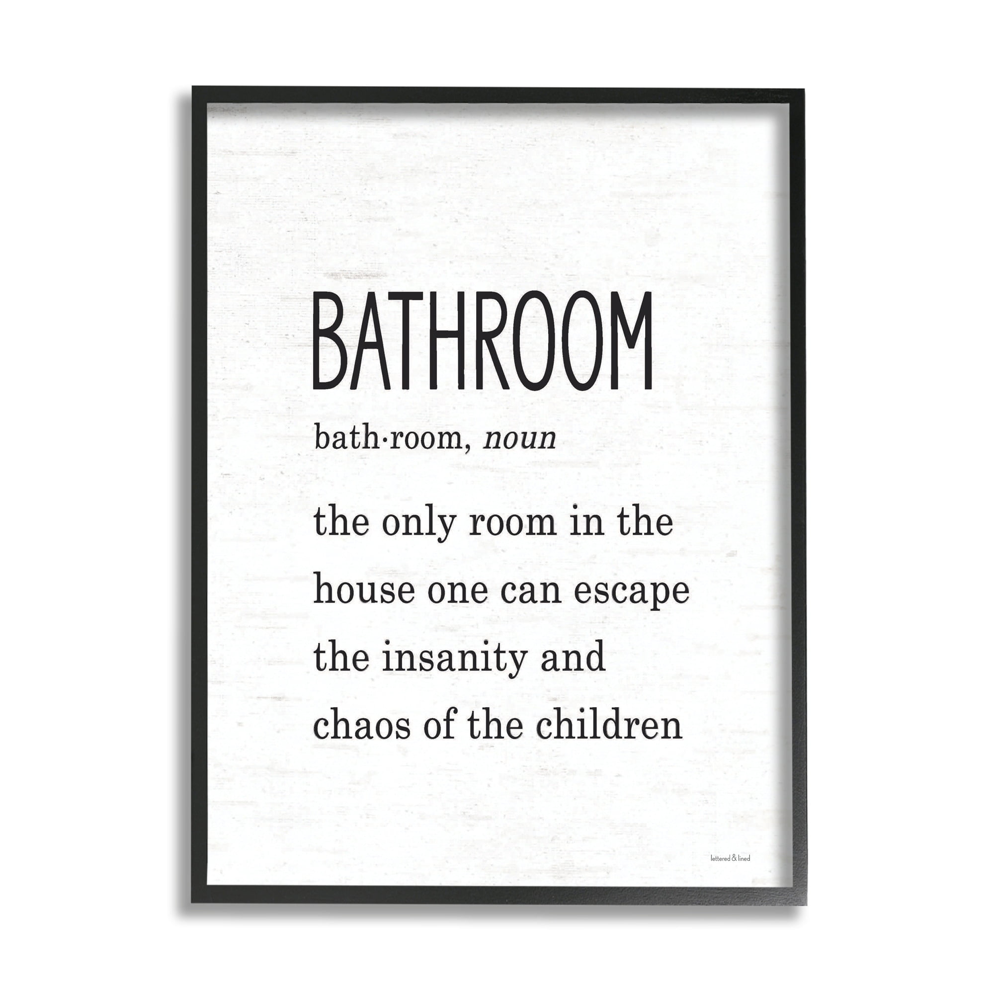 Bathroom Family Definition Funny Escape Chaos of Children 24 in x 30 in Framed Drawing Art Print, by Stupell Home Décor