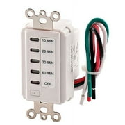 Bathroom Fan Auto Shut Off 60-30-20-10 Minute Preset Countdown Wall Switch Timer White 60-Minute